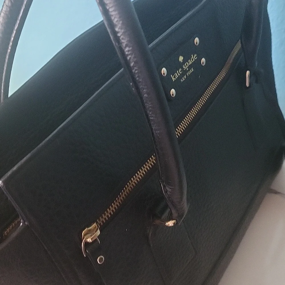 Kate Spade Black Pebbled Leather Southport Avenue Oden Tote Handbag Bag